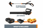 Load image into Gallery viewer, 20V Cordless String Trimmer & 360 CFM Leaf Blower Combo, 12-Inch Trimmer, 2 × 4.0Ah Batteries & Charger Included, Model WG930.3