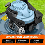 Load image into Gallery viewer, 20" Gas Lawn Mower, 144cc 4-Stroke Engine, Push Mower with Side Discharge, 5-Position Height Adjustment, Steel Deck
