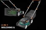 Load image into Gallery viewer, 17-Inch Cordless Lawn Mower, 2-in-1 Electric Edge Cutting, Lightweight Push Mower, 6 Height Adjustments, Batteries & Charger Included, Model WG745