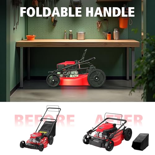 21-Inch 3-in-1 Gas Self-Propelled Lawn Mower, 170CC OHV Engine, Bagging/Mulching/Rear Discharge, 6 Height Adjustments, Steel Deck, Rear-Wheel Drive
