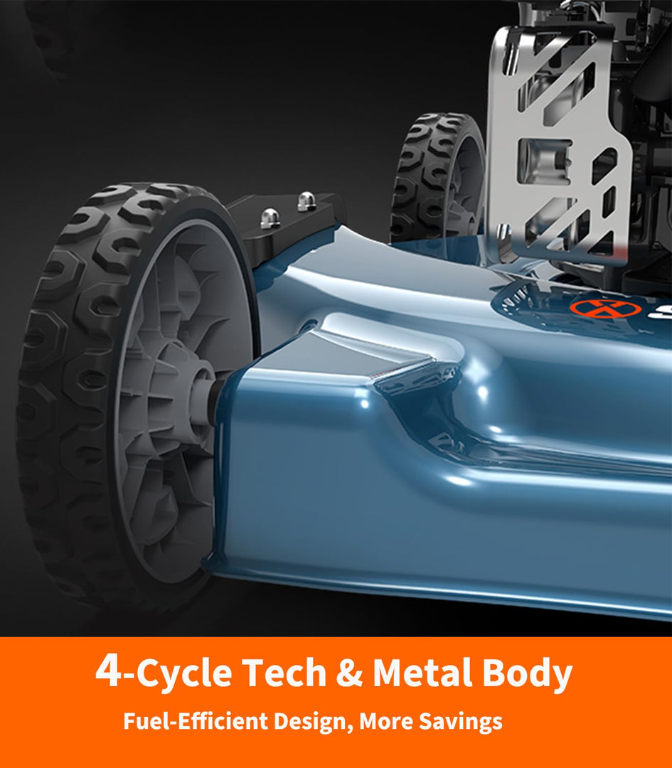20" Gas Lawn Mower, 144cc 4-Stroke Engine, Push Mower with Side Discharge, 5-Position Height Adjustment, Steel Deck