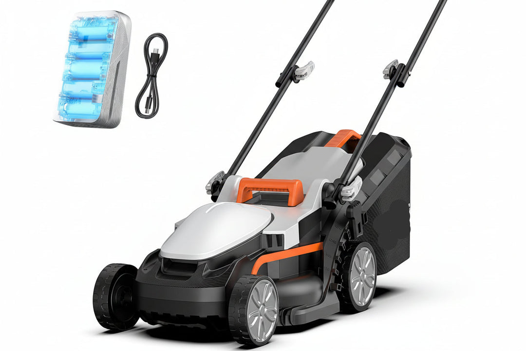 13" Cordless Electric Lawn Mower, 20V Battery Powered, Lightweight Push Mower, 5 Height Adjustments, 4.0Ah Battery Included