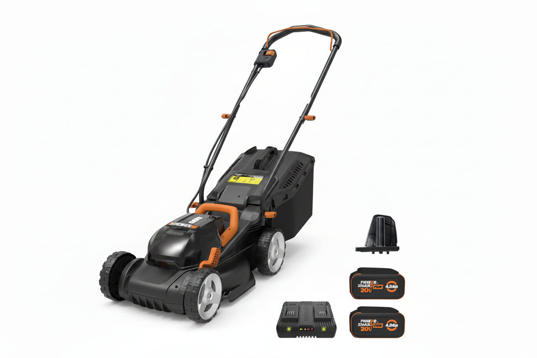14" Cordless Lawn Mower, 2-in-1 Electric Push Mower, Lightweight & Compact, 6-Position Height Adjustment, Quiet Operation, Batteries & Charger Included