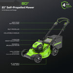 Load image into Gallery viewer, 80V 21" Cordless Self-Propelled Lawn Mower + Leaf Blower (580 CFM), Brushless Motor, 4.0Ah Battery &amp; Rapid Charger Included