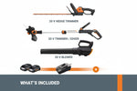 Load image into Gallery viewer, 20V 12'' Cordless String Trimmer, 360 CFM Leaf Blower &amp; 22'' Hedge Trimmer Combo, 2 Batteries &amp; Charger Included, WG931