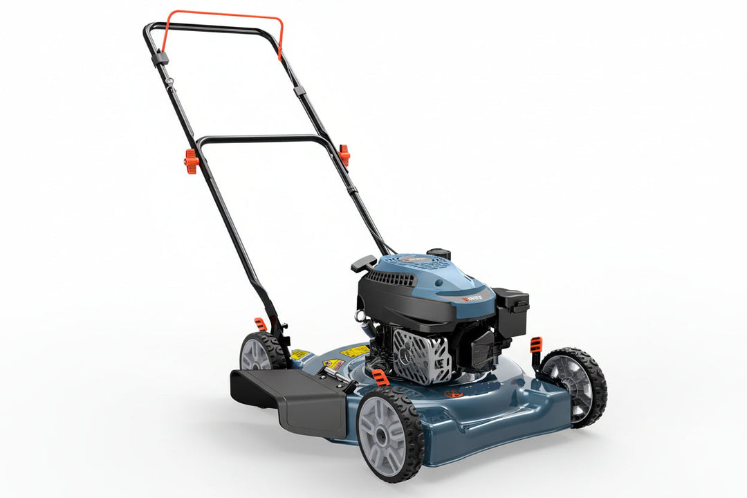 20" Gas Lawn Mower, 144cc 4-Stroke Engine, Push Mower with Side Discharge, 5-Position Height Adjustment, Steel Deck