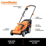 Load image into Gallery viewer, 15" Electric Corded Lawn Mower, 11AMP Push Mower, Lightweight &amp; Efficient for Small Lawns