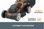 Load image into Gallery viewer, 14" Cordless Lawn Mower, 2-in-1 Electric Push Mower, Lightweight &amp; Compact, 6-Position Height Adjustment, Quiet Operation, Batteries &amp; Charger Included