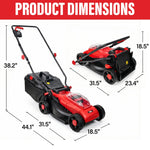 Load image into Gallery viewer, 20V 13" Electric Lawn Mower, Brushless Cordless Lawn Mower with 4-Position Height Adjustment, Walk-Behind Push Mowers with 8 Gallon Grass Bag, 2 x 4.0Ah Batteries &amp; Charger Included, LM13B8, Red
