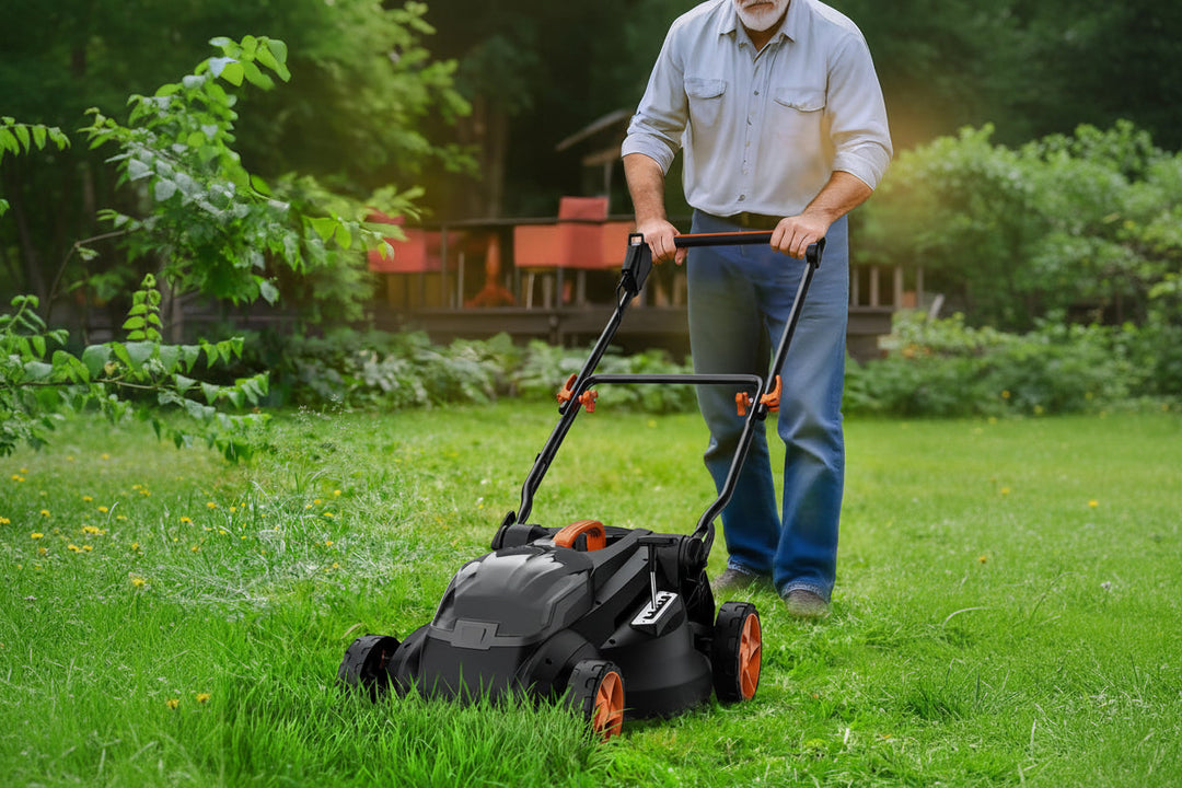 LD40A 19Inch Brushless Lawn Mower, 40V Powerful Cordless Lawn Mower, Effortless Single-Lever Height Adjustment, 3-Step Foldable Handle & Vertical Storage, 2-in-1 Mulching & Bagging