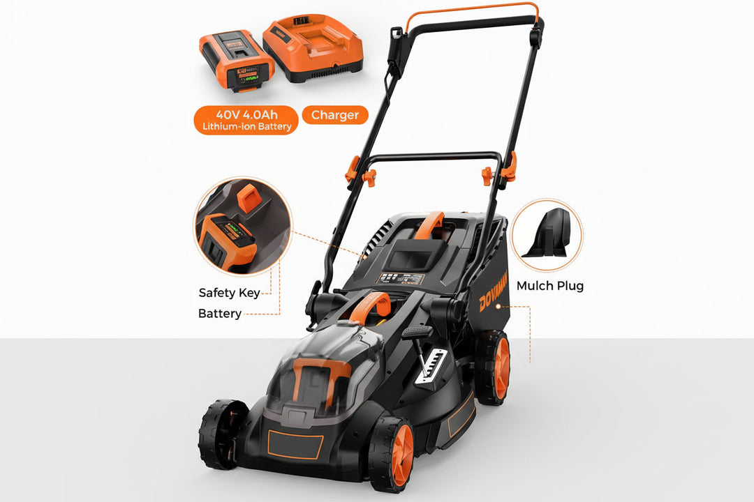 LD40A 19Inch Brushless Lawn Mower, 40V Powerful Cordless Lawn Mower, Effortless Single-Lever Height Adjustment, 3-Step Foldable Handle & Vertical Storage, 2-in-1 Mulching & Bagging