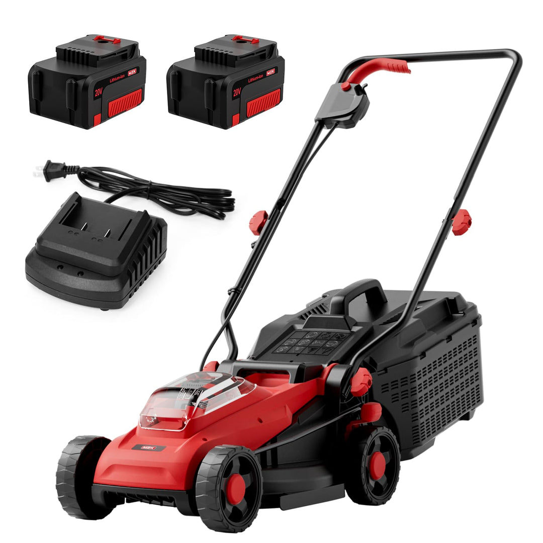 20V 13" Electric Lawn Mower, Brushless Cordless Lawn Mower with 4-Position Height Adjustment, Walk-Behind Push Mowers with 8 Gallon Grass Bag, 2 x 4.0Ah Batteries & Charger Included, LM13B8, Red