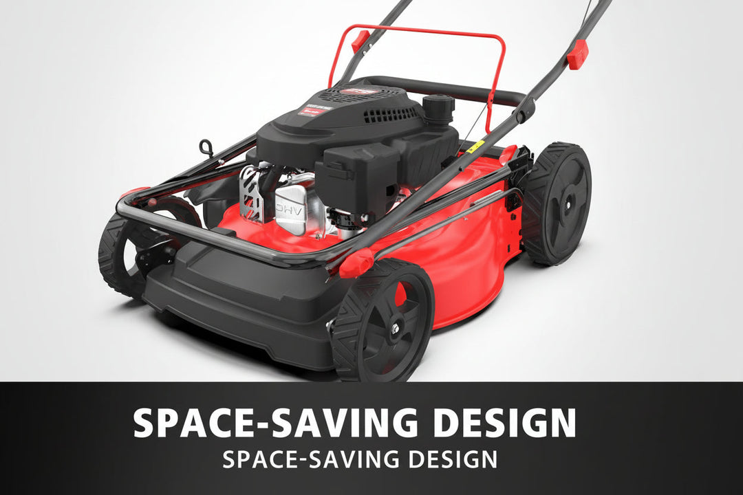 21" Gas Lawn Mower, 144cc OHV Engine, 3-in-1 Push Mower with Bagging, Mulching & Side Discharge