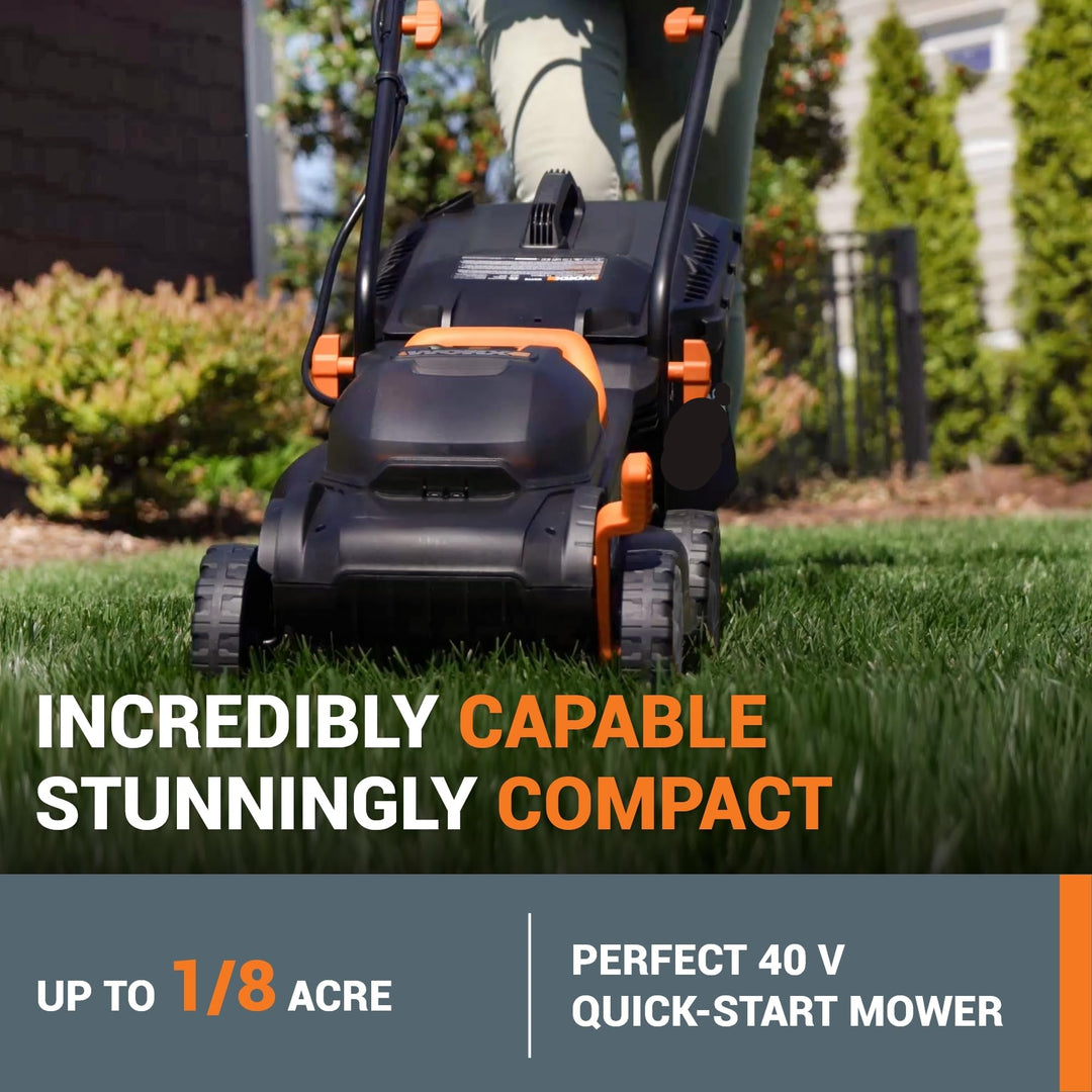 14" Cordless Lawn Mower, 2-in-1 Electric Push Mower, Lightweight & Compact, 6-Position Height Adjustment, Quiet Operation, Batteries & Charger Included