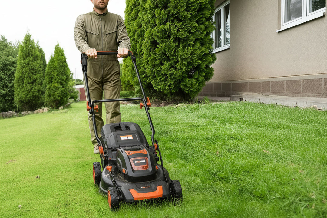 LD40A 19Inch Brushless Lawn Mower, 40V Powerful Cordless Lawn Mower, Effortless Single-Lever Height Adjustment, 3-Step Foldable Handle & Vertical Storage, 2-in-1 Mulching & Bagging