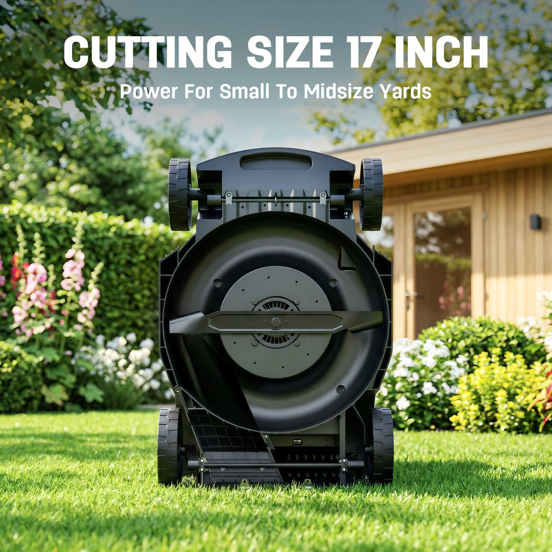 40V 17" Cordless Electric Lawn Mower, Brushless Motor, 6-Position Height Adjustment, 2-in-1 Bagging & Mulching, 2 Batteries & Dual Charger Included