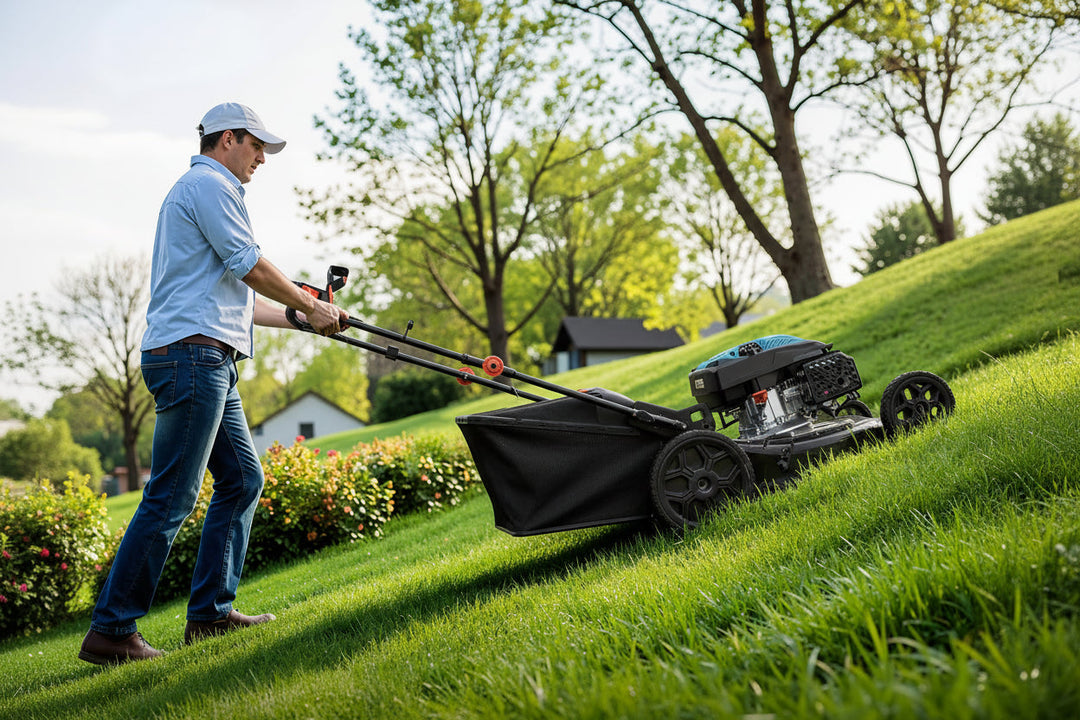 201cc 22" Gas Lawn Mower, Self-Propelled Rear Wheel Drive, 3-in-1 Mulching Bagging Discharge, Variable Speed, 6 Height Adjustment