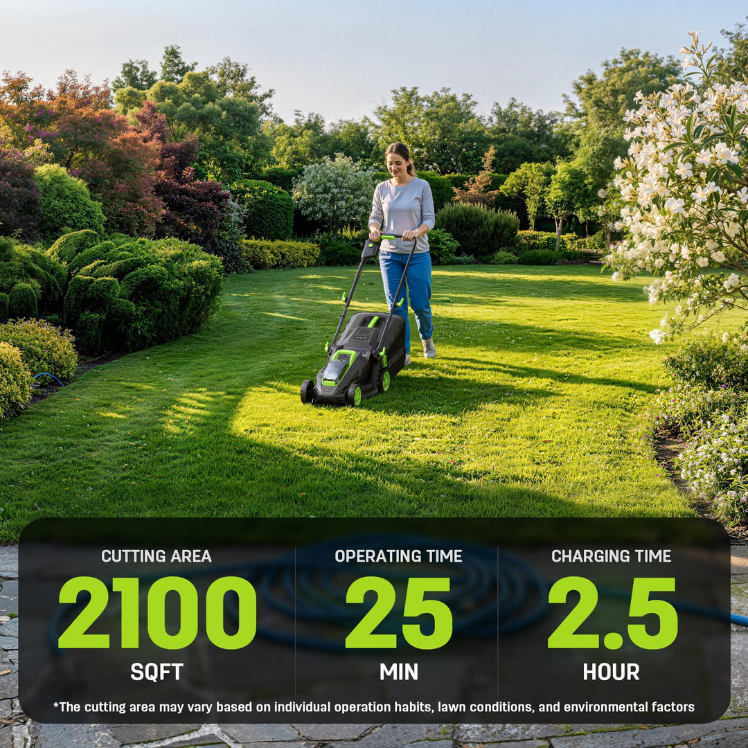 13-Inch Cordless Electric Lawn Mower, 2×20V Battery Powered, 5 Height Adjustments, 2×4.0Ah Batteries & Charger Included, Ideal for Garden, Yard & Farm