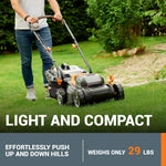 Load image into Gallery viewer, 14" Cordless Lawn Mower, 2-in-1 Electric Push Mower, Lightweight &amp; Compact, 6-Position Height Adjustment, Quiet Operation, Batteries &amp; Charger Included