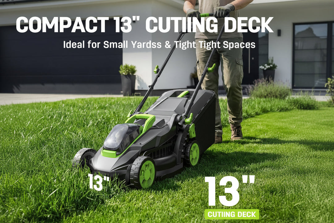 13-Inch Cordless Electric Lawn Mower, 2×20V Battery Powered, 5 Height Adjustments, 2×4.0Ah Batteries & Charger Included, Ideal for Garden, Yard & Farm