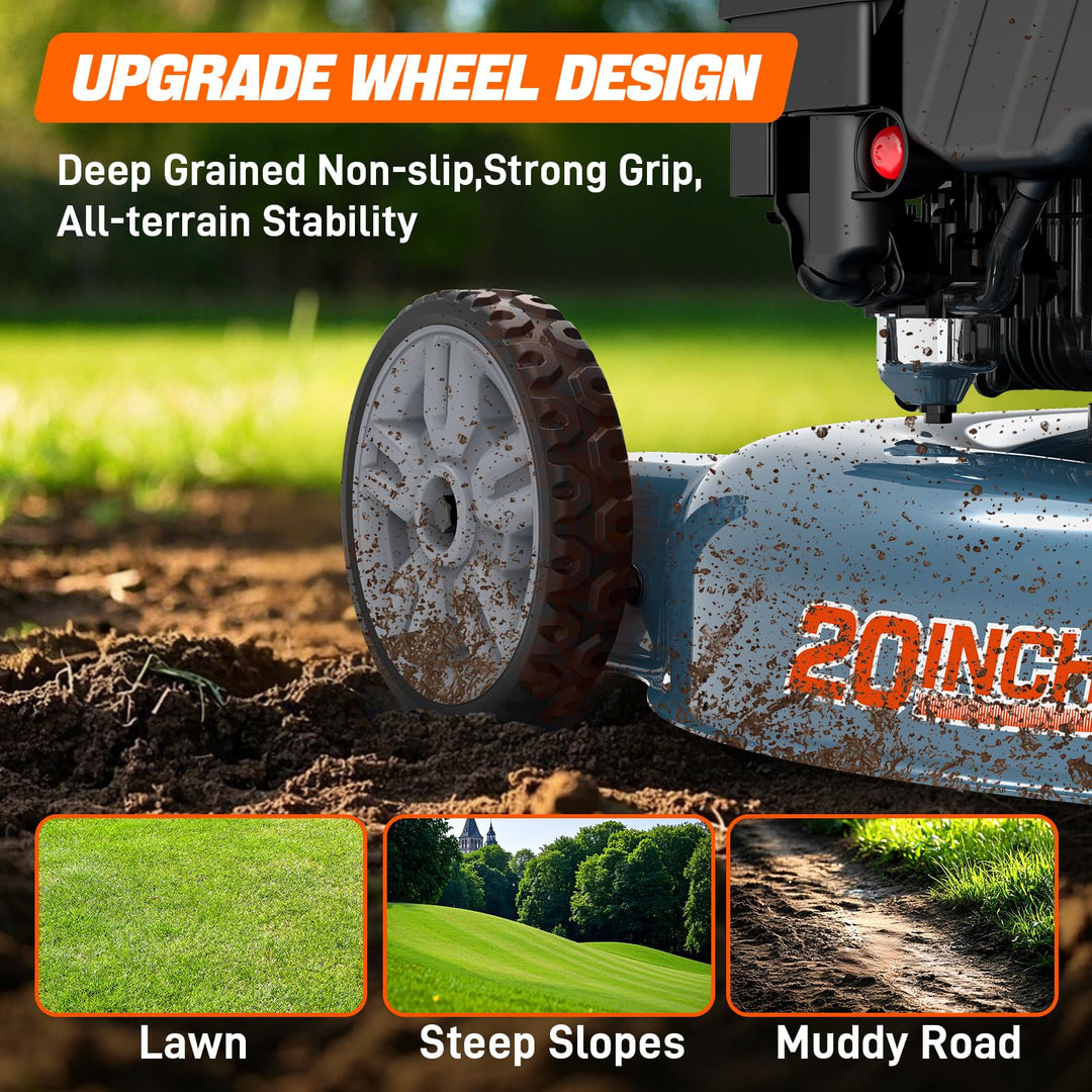 20" Gas Lawn Mower, 144cc 4-Cycle Engine, Walk-Behind Push Mower, 3-Position Height Adjustment for Yard & Garden