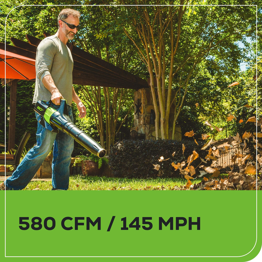 80V 21" Cordless Self-Propelled Lawn Mower + Leaf Blower (580 CFM), Brushless Motor, 4.0Ah Battery & Rapid Charger Included
