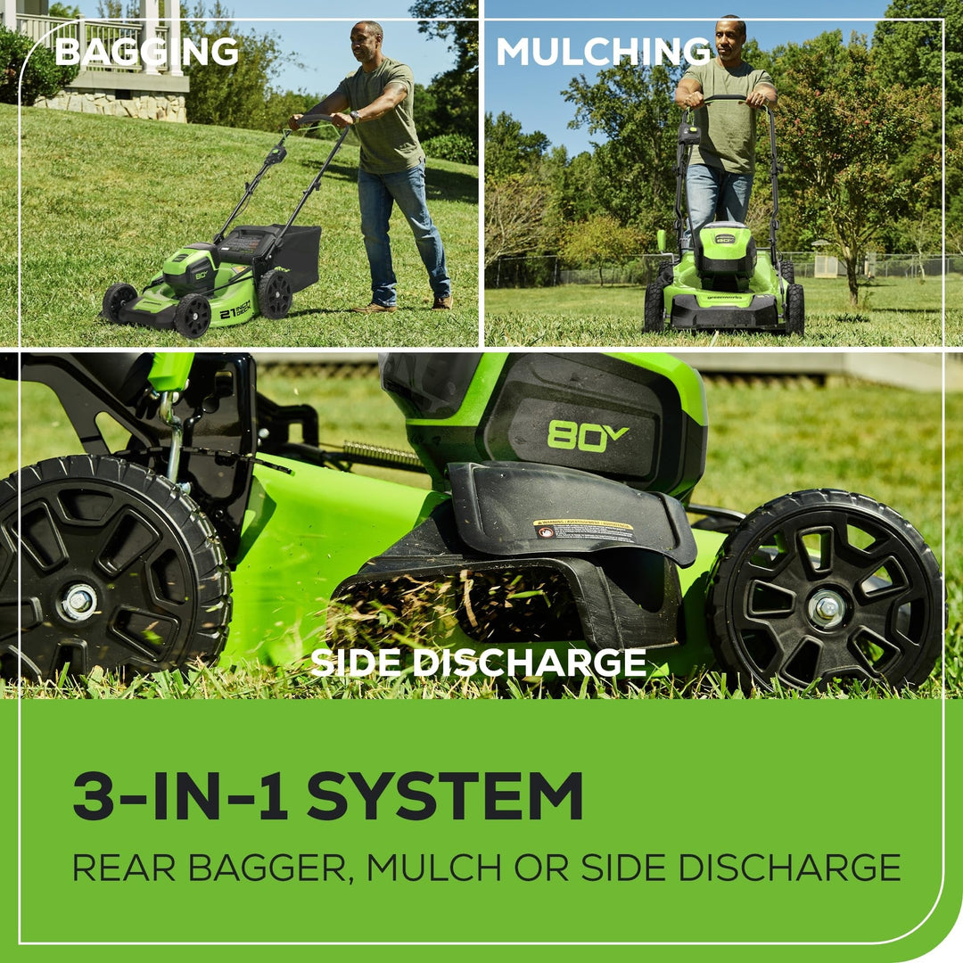 80V 21" Cordless Self-Propelled Lawn Mower + Leaf Blower 580 CFM, Brushless Motor, 4.0Ah Battery & Rapid Charger Included